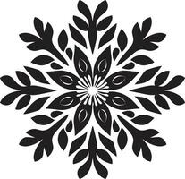 Elegance in Snowfall Monochromatic Symbol Regal Symbol of Winters Majesty Black Logo vector