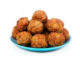 fried meatballs isolated on white photo