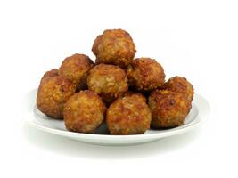 fried meatballs isolated on white photo