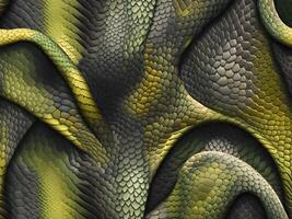 close up green snake skin texture. 3d illustration photo