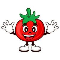 Vector cute tomato cartoon characters illustration smiling in kawaii style