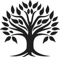 Simplistic Canopy Monochromatic Tree Silhouette Noble Forest Guardian Black Vector Emblem