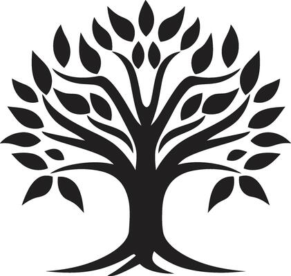 Simplistic Canopy Monochromatic Tree Silhouette Noble Forest Guardian Black Vector Emblem