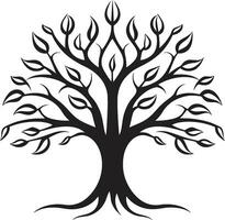 eterno icono de naturalezas belleza árbol emblema simplista árbol silueta negro emblema vector