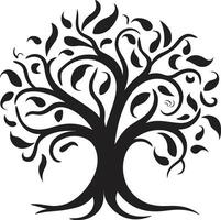 Regal Arboreal Icon Monochromatic Logo Elegant Symbol of Growth Vector Tree Silhouette