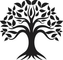 Minimalistic Growth Art Monochrome Emblem Icon of Green Beauty Tree Vector Logo