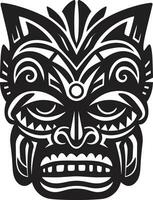 Emblem of Ancient Culture Minimalist Design Noble Totem Guardian Monochrome Tiki Emblem vector