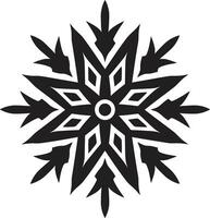 Elegant Snowflake Emblem Modern Black Logo Design Winters Beauty Iconic Monochromatic Snowflake Vector