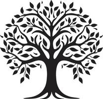 Serenade in Simplicity Black Tree Emblem Elegance in Nature Iconic Tree Symbol vector