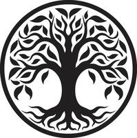 real crecimiento majestad vector árbol símbolo serenata en negro y blanco icónico logo