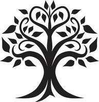 noble guardián de verdor negro vector diseño simplista belleza de bosques árbol icono