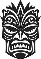 cultural patrimonio excelencia monocromo vector tiki icono de antiguo sabiduría monocromo tiki máscara emblema