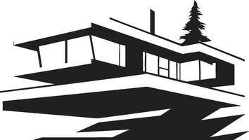simplista villa bienes raíces real inmuebles emblema diseño urbano majestad en negro icónico villa vector