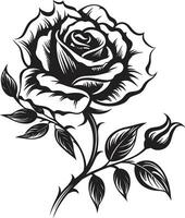 Serenity in Gardens Majesty Monochrome Emblematic Design Symbol of Petals Perfection Black Floral Vector Rose Emblem