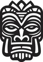 Mystic Tiki Mask Modern Black Logo Design with Tribal Flair Intricate Tiki Totem Iconic Monochromatic Vector Emblem