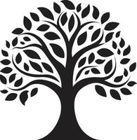 Simplistic Beauty of Woodlands Tree Icon Emblematic Serenade in Black Logo Symbol vector