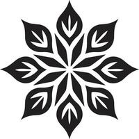 Symbol of Snow Monochrome Snowflake Icon Majestic Ice Crystal in Black Vector Emblem