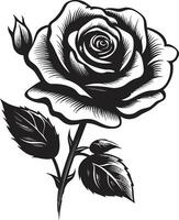 Iconic Beauty of Blooming Roses Monochromatic Emblem Serenity in Emblematic Rose Emblem Design in Black and White vector