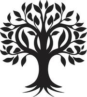 naturalezas serenidad en negro árbol logo majestuoso emblema de naturaleza elegante icono vector