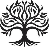 Icon of Arboreal Majesty in Monochrome Vector Logo Noble Emblem of Woodlands Emblematic Art