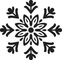 Regal Snowy Majesty Emblematic Snowflake Art Symbol of Frosty Delight Monochromatic Emblem vector