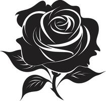 símbolo de amor monocromo Rosa flor icono majestuoso Rosa en negro vector emblema