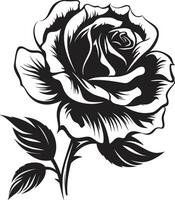 Serenade of Roses Modern Vector Rose Blossom Majesty Excellence Monochromatic Emblem