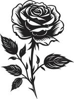 Floral Elegance Iconic Monochromatic Rose Vector Rosy Majesty Black Rose Logo Silhouette