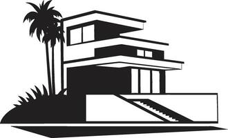 Sleek Villa Majesty Real Estate Vector Icon Modern Property Excellence Monochromatic Emblem