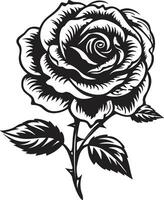 Natures Bouquet in Monochrome Iconic Logo Art Elegance in Blossoming Roses Monochromatic Symbol vector