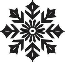 Timeless Icon of Snowfall Stylish Snowflake Symbol Simplistic Elegance in Black and White Emblematic Icon vector