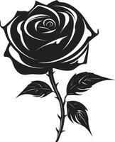 Majestic Rose in Black Vector Emblem Timeless Elegance Stylish Rose Icon