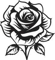 Timeless Rose Excellence Black Logo Art Simplistic Petal Silhouette Emblematic Icon vector