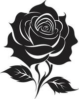 Icon of Loves Majesty Vector Flower Emblem Blossom in Monochrome Iconic Rose Art