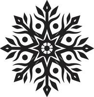 Regal Elegance in Frost Modern Snowflake Icon Serenity in Snowfall Monochrome Emblem vector