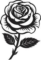 Icon of Blooming Beauty Vector Rose Emblem Blossom in Monochrome Iconic Logo Art