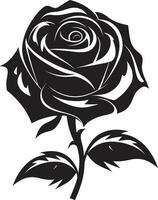 Majestic Blossom Excellence Emblematic Emblem Regal Elegance of Love Modern Black Rose Icon vector