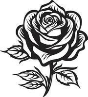 eterno icono de amor Rosa flor emblema simplista Rosa silueta negro emblema vector