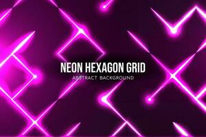 Abstract background hexagon neon light grid vector