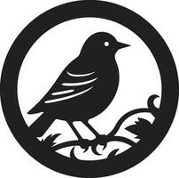 Feathered Majesty in Simplicity Black Logo Natures Avian Lullaby Emblematic Bird Icon vector