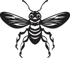 Emblem of Aggression Minimalist Vector Symbol Serenity in Monochrome Muscular Hornet Design