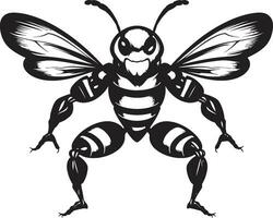 Ferocious Insect Icon Iconic Emblem Design Powerful Hornet Profile Monochromatic Mascot Silhouette vector