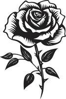 real floral icono monocromo logo con negro antecedentes elegante símbolo de naturalezas perfección floral Rosa silueta vector