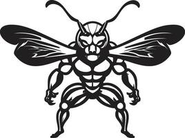 Muscular Hive Defender Black Vector Emblem Regal Stinger Ambassador Emblematic Symbol