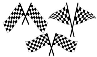 Set with 3 racing flags. Black and white checkerboard flag. Vector and flat style