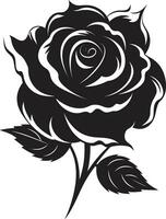 real elegancia de amor moderno negro Rosa icono serenidad en floraciones monocromo emblema vector