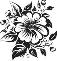 Black Floral Icon to Create a Boho Design Black Floral Icon to Create a Rustic Design vector