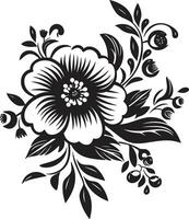 Black Floral Icon to Create a Vintage Design Black Floral Icon to Create a Retro Design vector