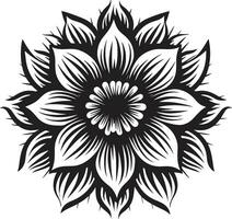 Black Floral Icon for a Romantic Look Black Floral Icon for a Feminine Look vector