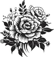 negro floral icono para un minimalista Mira negro floral icono para un boho Mira vector